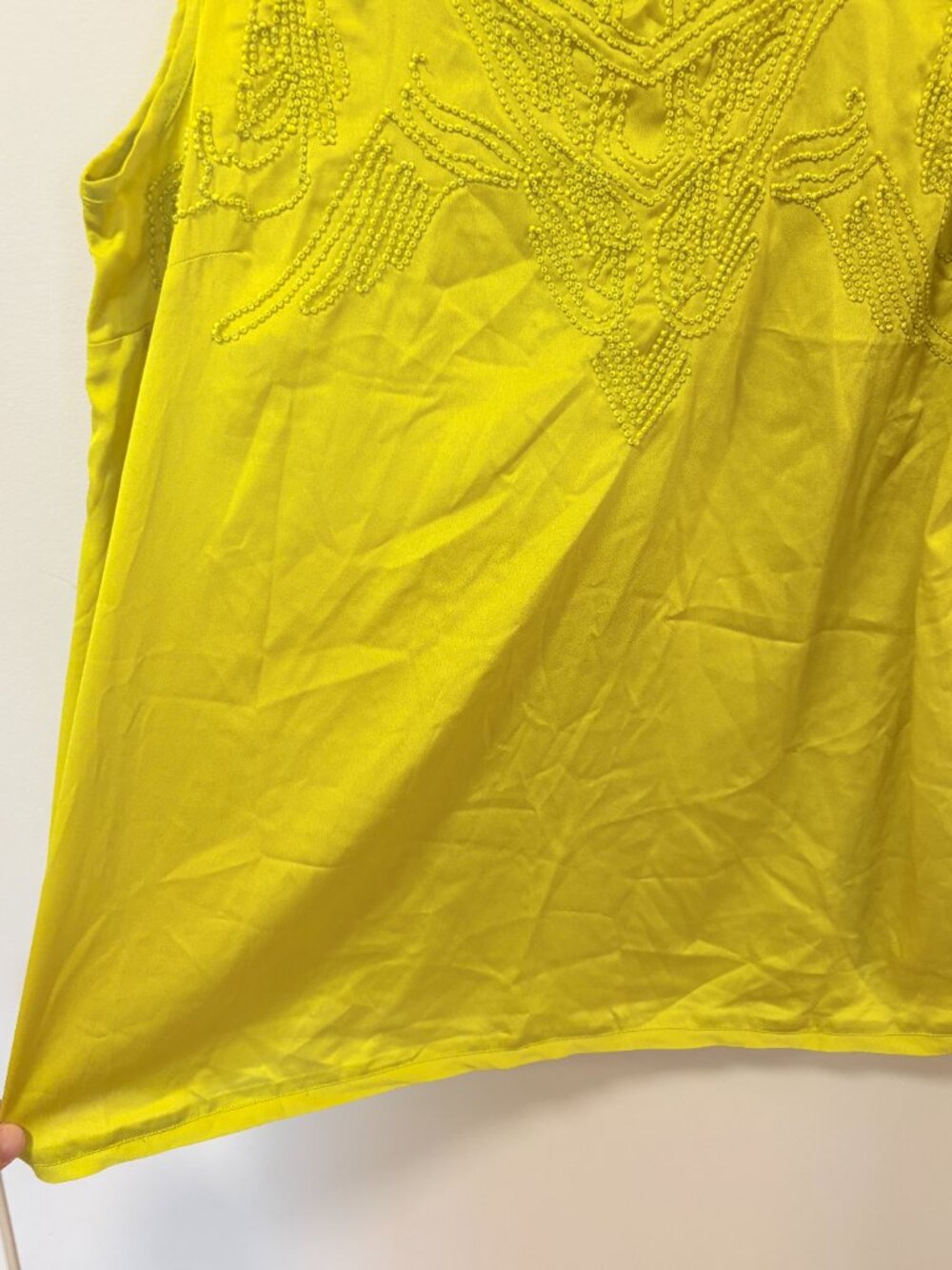Adrianna Papell Chartreuse Tank Top Sleeveless Beaded Size 10 NWT Flawed* - Picture 8 of 15
